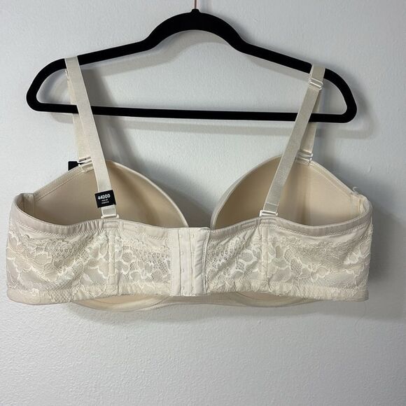 Torrid Cream Lace Bra 44DDD NWT Push up Strapless Criss-cross Neutral Feminine - Picture 3 of 12